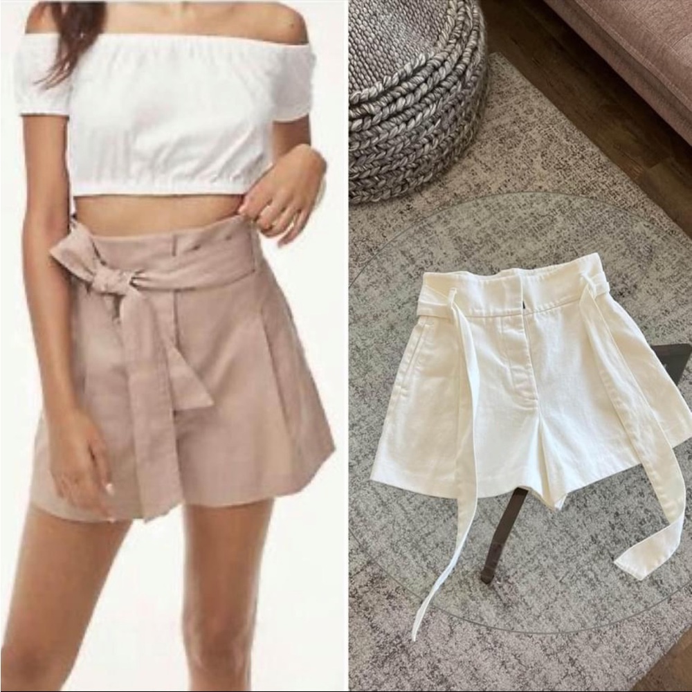 Aritzia Wilfred Marne White High Waisted Cotton Summer Casual Shorts Sz 4